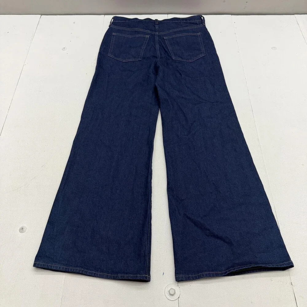 J.Crew Wide Leg Jeans Womens 28 Blue Dark Wash High Rise Denim Trouser